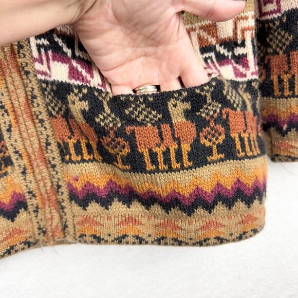 Vintage Artesania Los Incas 100% Alpaca Men’s Zip Front Cardigan Sweater Size L - Picture 4 of 14